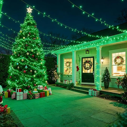 LAMPHOME St. Patrick's Day Lights Outdoor Waterproof, 25FT 50LED Green String Lights Plug in, Christmas Lights for St. Patrick's Day Party Carnival Supplies, Outdoor Yard Garden Decor