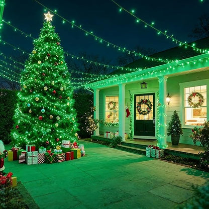 LAMPHOME St. Patrick's Day Lights Outdoor Waterproof, 200LED (4pk of 50L) Green String Lights Plug in, Christmas Lights for St. Patrick's Day Party Carnival Supplies, Outdoor Yard Garden Decor