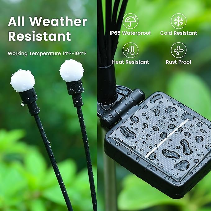 Solar Garden Lights, LED Swaying Solar Lights Outdoor Waterproof, Warm White Firefly Outdoor Decorative Lights, Garden Decor, Yard, Patio, Pathway Decoration Gardening Gifts (6 Pack)
