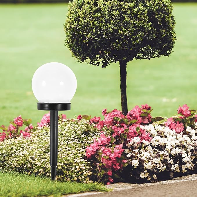 6pcs Solar Lawn Globe Lights Ground Plug Outdoor Garden Lighting Tool Warm Solar Pathway Lamps for Walkway Patio Decor