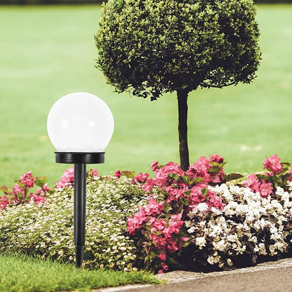 6pcs Solar Lawn Globe Lights Ground Plug Outdoor Garden Lighting Tool Warm Solar Pathway Lamps for Walkway Patio Decor
