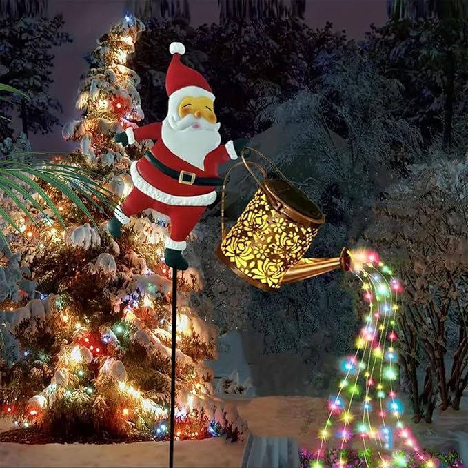 Christmas Claus Solar Kettle Lights Garden Lawn Decorative Lights，Solar Santa Claus Watering can Light, Santa Cla us Kettles Ground Lamp Led Night Lights for Patio, Yard and Pathway,22x17x10.5cm