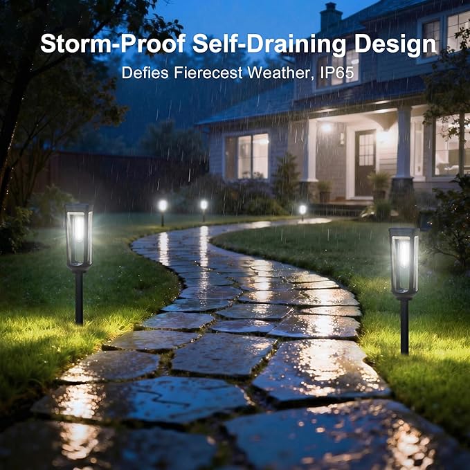 Solar Pathway Lights Outdoor,6 Pack Cool Garden Lights Solar Powered Waterproof IP65,Auto On/Off Outdoor Light for Lawn Patio Walkway Driveway Decor Landscape Lighting