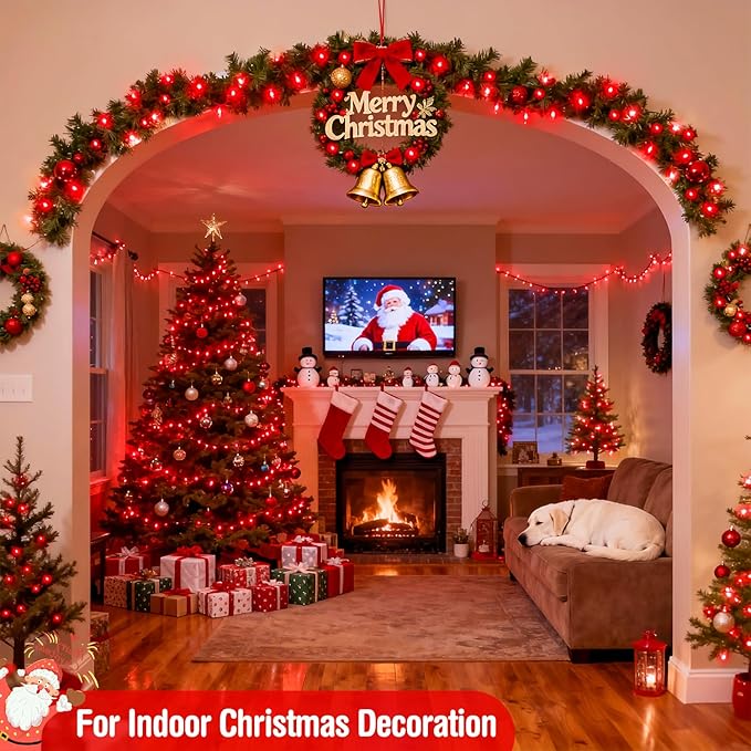 JMEXSUSS 400 LED Red Christmas Lights, 132ft Red String Lights Plug in with Remote, 8 Modes Christmas String Light Outdoor Indoor for Tree Garden Yard Porch House Decorations