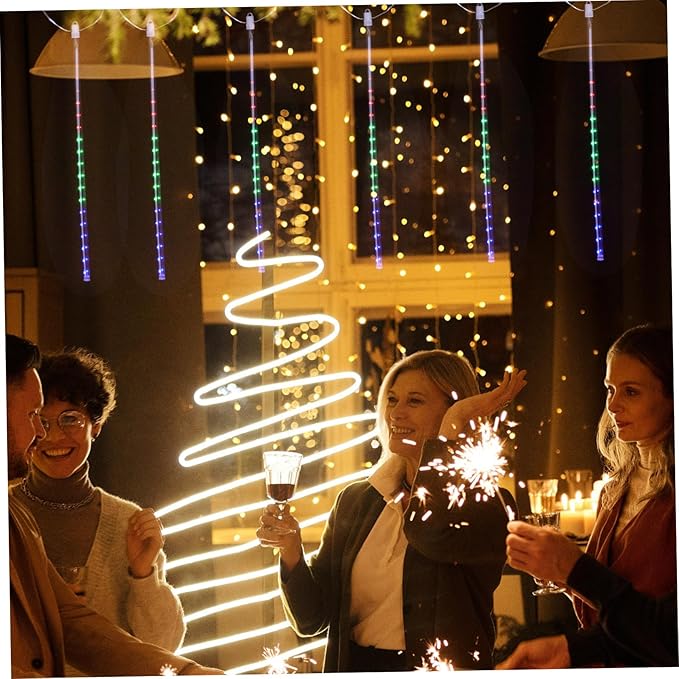 Angoily 1set Solar Shower Lights Tube Led String Lights for Outdoor Decoration for Christmas Weddings and Parties Remote Control