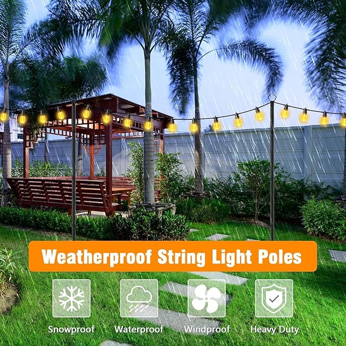AILBTON 10 Pack 10Ft String Light Poles,Light Poles for Outside String Lights,Outdoor Light Poles with Fork,Metal | Lumora