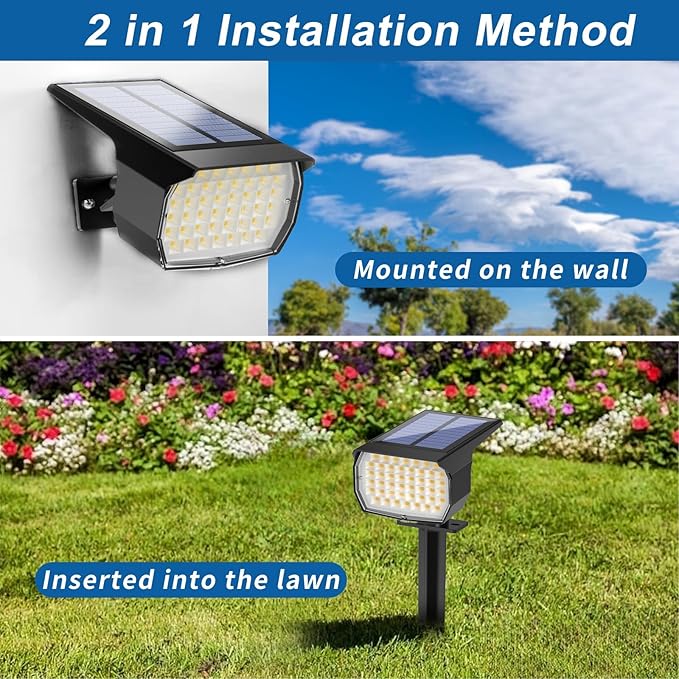 Solar Spot Lights Outdoor Waterproof IP65, 12 Pack Landscape Spotlights with 46 LEDs, 3 Modes Auto On/Off Solar | Lumora
