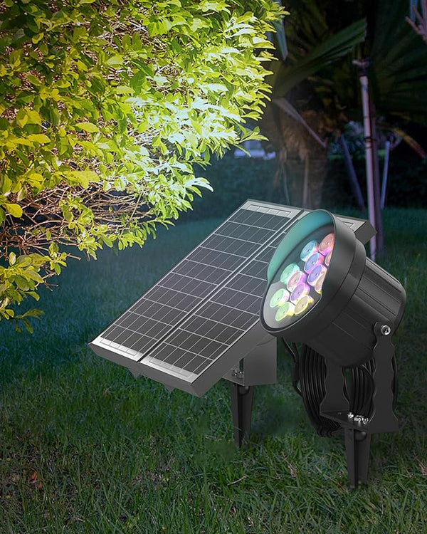 Ofuray Solar Spot Lights Outdoor, RGB Color Changing with 8 Lighting Modes, IP67 Waterproof Landscape Lights 9.8ft | Lumora
