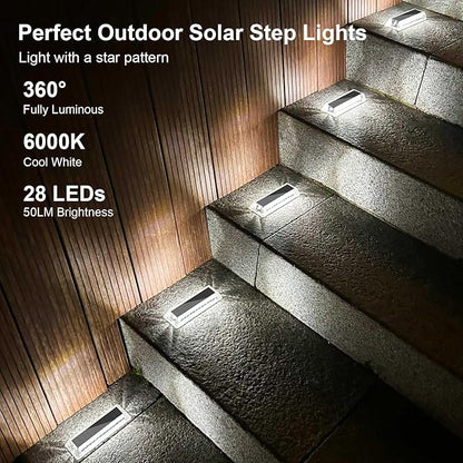 Lacasa Solar Deck Lights, Solar Light Outdoor Waterproof IP68, 8 Pack Solar Powered Pathway Yard Driveway Step Landscape Lights, LED Lighting 50LM for Garden Path Walkway Stair Patio, Cool White 6000K