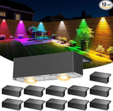NIORSUN 12 Pack Solar Fence Lights, LED Outdoor Lights, Warm White + RGB, IP45 Waterproof, Black | Lumora