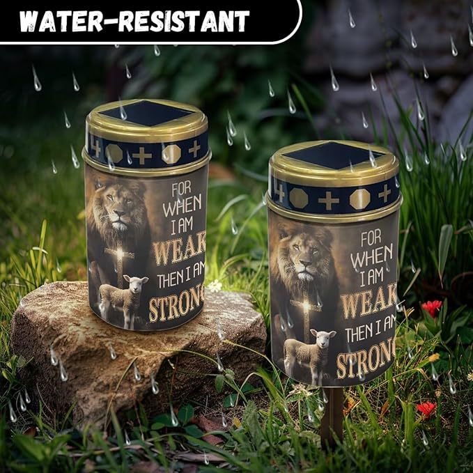Cross Lion Cemetery Solar Lights for Grave Dove Grave Decorations for Cemetery Auto On/Off LED Solar Light for Landscape Outdoor Cemetery Decor 2 Pack