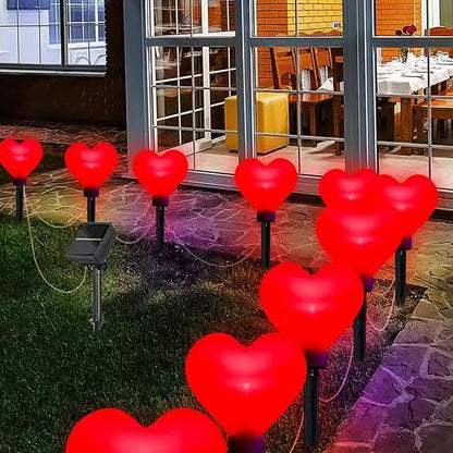 Pathway Lighting, Valentines Day Decorations, 4PCS/Set Waterproof Heart Solar Lights Outdoor, Valentines Day Decor Heart Shaped Light for Garden Pathway Flowerbed Porch Walkway