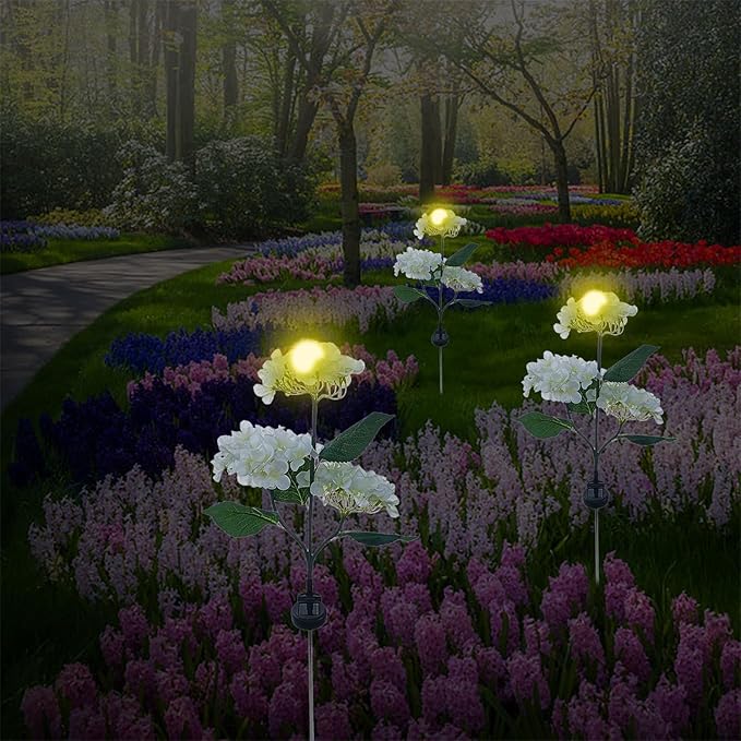 Solar Outdoor Lights, Hydrangea Garden Lights, Waterproof Garden Lawn Lamps, Inserted Flower LED Light for Yard | Lumora