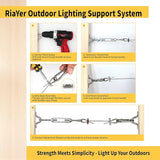 165FT Outdoor String Light Hanging Kit, Heavy Duty 1/16" Vinyl-Coated 304 Stainless Steel Cable, Globe Light | Lumora