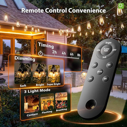 KYY 198FT(192+6) Solar String Lights Outdoor Waterproof with USB Charging & Remote, Dimmable & Timable, Solar Powered Patio Lights with LED Shatterproof Bulbs for Deck Backyard Porch Garden Camping