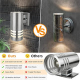 Outdoor Wall Lights, Exterior Dusk to Dawn Sensor Wall Lanterns, Stainless Steel Front Door Lights with E26 Base | Lumora