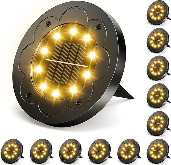 Brightown Solar Lights Outdoor Waterproof, 12 Packs LED In-Ground Lights Outdoor Solar Lights for Yard Patio Garden | Lumora
