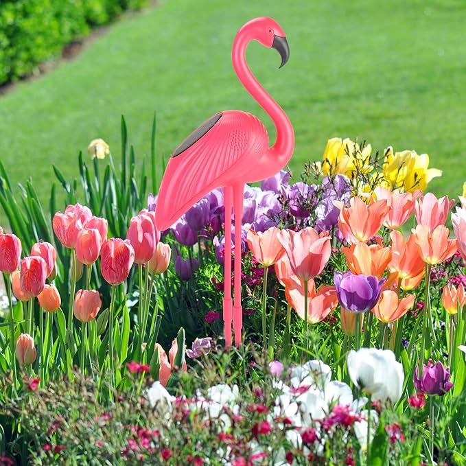 Solar Garden Lights Outdoor, Flantor Solar Flamingo Lights 4 Pack, Waterproof Outdoor Solar Powered Decor Light for Yard Lawn Garden Decor & Landscape Lighting