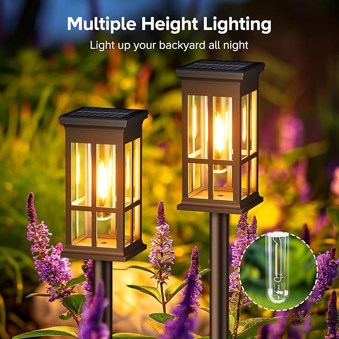 8-Pack Solar Lights Outdoor Waterproof – Solar Powered LED Outdoor Lights for Yard, Patio Light, Garden Decor Pathway Lighting, Lawn Lighting Waterproof, Driveway Decor Accent Glow Path Light