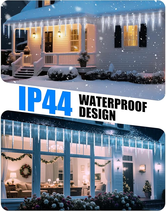 Minetom Christmas Icicle Lights - 2 Pack Total 200 LED 40 Tubes Twinkling Crystal Icicle String, Connectable | Lumora