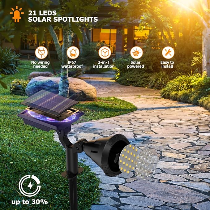 Solar Lights Outdoor, 2-in-1 Decorative Solar Landscape Lighting for Outside, IP67 Waterproof Garden Light Pathway | Lumora