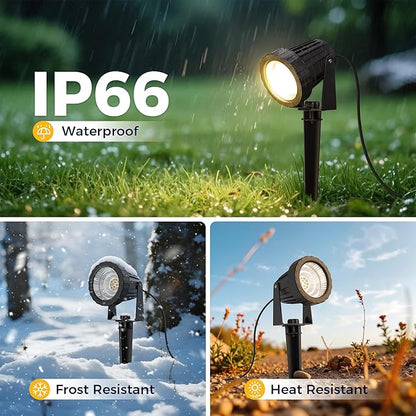 L LOHAS LED 12W Dusk to Dawn Outdoor Lighting, Auto On/Off 3000K Landscape Outdoor Spotlight, IP66 Waterproof Plug in Spot Lights for Yard, Garden, House, Pathway, Plant(4 Pack)