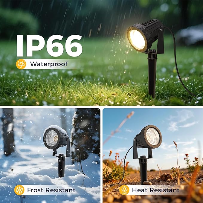 L LOHAS LED Outdoor Landscape Lighting, Auto On/Off 3000K Low Voltage Landscape Lighting, IP66 Waterproof Spot | Lumora