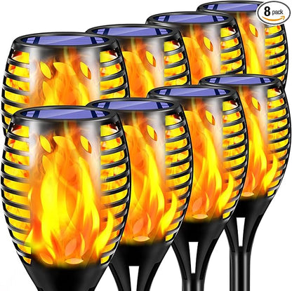 TomCare 8 Pack Outdoor Solar Lights Flickering Flames Torch Decorative Garden Lights Solar Powered Waterproof Lighting for Garden Patio Yard Landscape