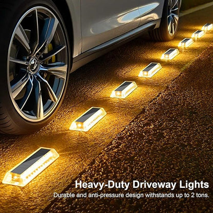 Lacasa Solar Deck Lights 8 Pack, Warm White Solar Light Outdoor Waterproof, Driveway Lights for Stairs, Pathway, Garden, Yard, Sidewalk, Ground
