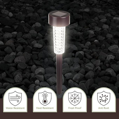 Solar Lights Outdoor Waterproof Garden Lights - 6-Pack LED Outdoor Lights - Cold White Solar Pathway Lights - Outdoor Solar Lights for Yard, Driveway, or Landscape Lighting by Pure Garden (Bronze)