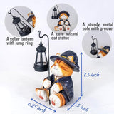 Decorative Solar Lights Garden Cat Statue Outdoor Figurine Light Themed Wizard Cat Lantern for Garden Decoration | Lumora