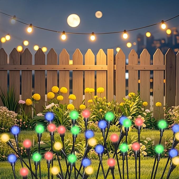 2 Packs Firefly Lights Solar Outdoor, 16 LED Multicolor Solar Walkway Lights Outdoor, Waterproof Garden Decor with | Lumora