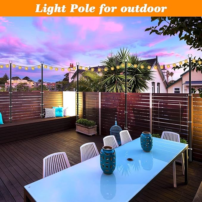 10 Pack String Light Poles,10 Ft Light Poles for Outside String Lights,Outdoor Lights Pole with Fork,Metal Poles | Lumora