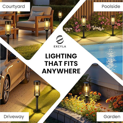 Solar Pathway Lights| Outdoor Garden Lights | Waterproof & Weather-Resistant | Energy-Efficient with High Transparency Glass | Durable & Elegant Design| High Impact Resistance| Pack of 8