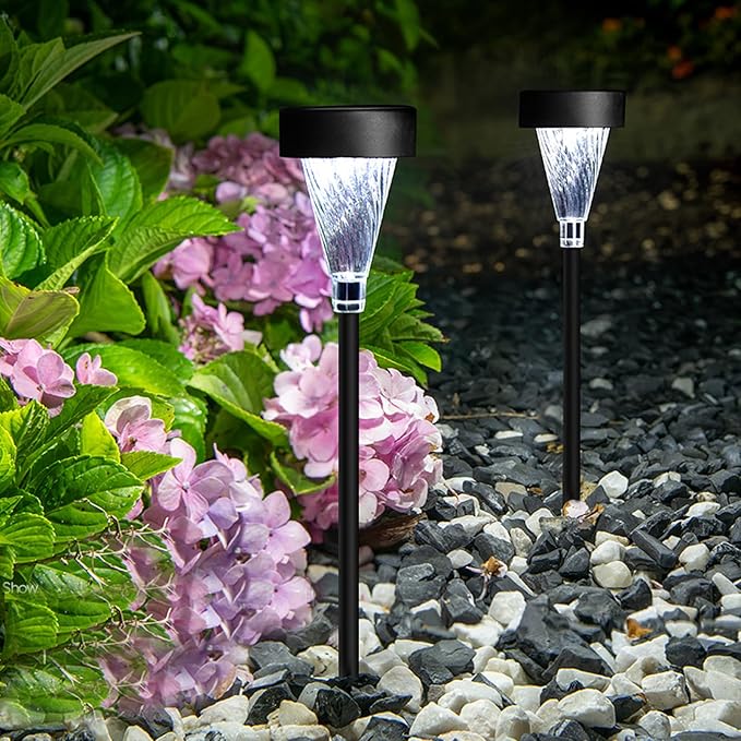 Lxcom Lighting Solar Pathway Lights Outdoor Solar Garden Lights Outdoor Solar Lawn Lights Solar Path Lights Waterproof for Lawn Garden Yard Patio Walkway, 4 Pack(White)