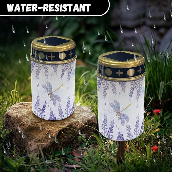 Solar Stake Lights Waterproof Solar Cross for Cemetery Outdoor Garden Lights Flameless Lights Solar-Powered Fairy Lights for Outside,Solar Pathway Lights for Yard Driveway Walkway Lights