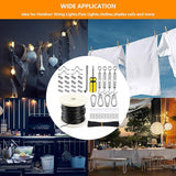String Lights Hanging Kit with 197Ft Nylon Coated, 304 String Light Cable, Shade Sail Hardware kit, Outdoor Light | Lumora