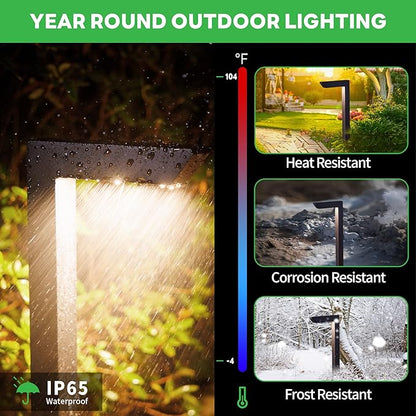 Landscape Path Lights Wired, 3 Lighting Modes LED 12V Low Voltage Pathway Lights, Outdoor Waterproof, 5W 235LM Black Aluminum for Driveway Yard 10 Pack