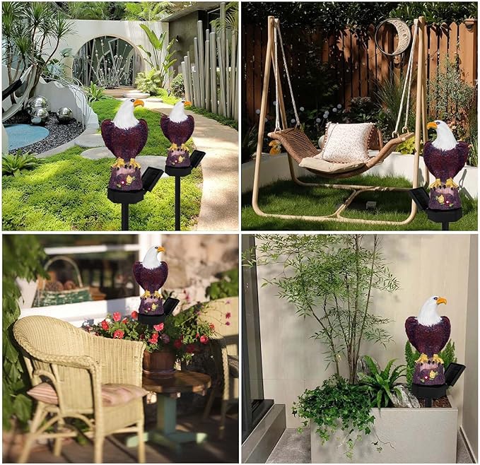 Eagle Solar Garden Lights - Outdoor Decor with LED Path Lights, Animal Statue Kitnish