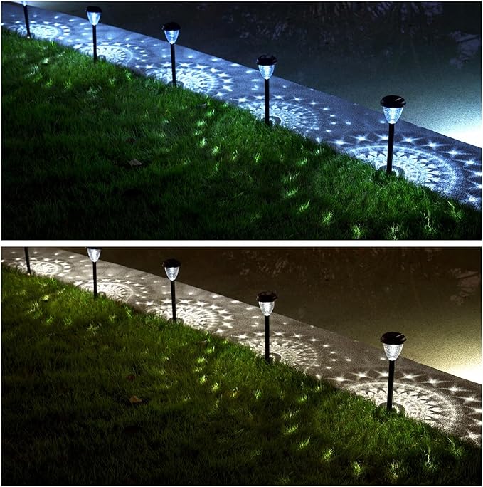 EXCMARK 10 Pack Solar Lights for Outside Pathway Walkway Driveway Garden Yard Solar Powered Lights Outdoor Waterproof. (Warm White)