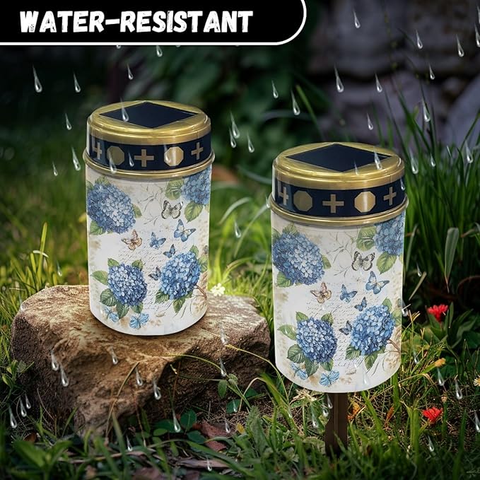 Hydrangea Floral Solar Pathway Lights Outdoor Waterproof Garden Lights for Yard Patio Butterfly LED Lantern | Lumora