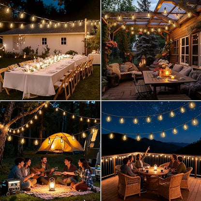 Solar String Lights Outdoor Waterproof with Remote & Timer, LED Shatterproof ST38 Bulbs, USB & Solar Powered Patio Lights for Backyard, Porch, Garden, Wedding, Christmas Decor (100FT)
