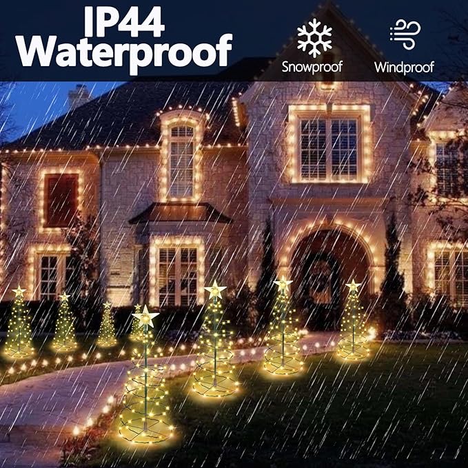 Outdoor Christmas Decorations, 2 Pack 20'' Spiral Solar Christmas Tree Lights, 8 Modes Solar Pathway Lights, Waterpoof Light up Prelit Xmas Tree for Garden Patio Yard Walkway Driveway（Warm White）