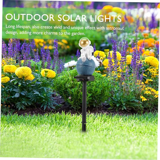 Solar Ground Lamp for Easy Install Outdoor Garden Lights Astronaut Style Decorative | Lumora