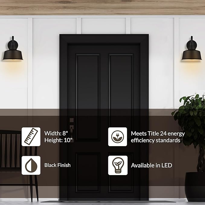 Sea Gull Lighting 8537401EN3-12 Barn Light Outdoor Wall Sconce, 9.5 Watts, Black, Small one Light