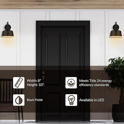Sea Gull Lighting 8537401EN3-12 Barn Light Outdoor Wall Sconce, 9.5 Watts, Black, Small one Light