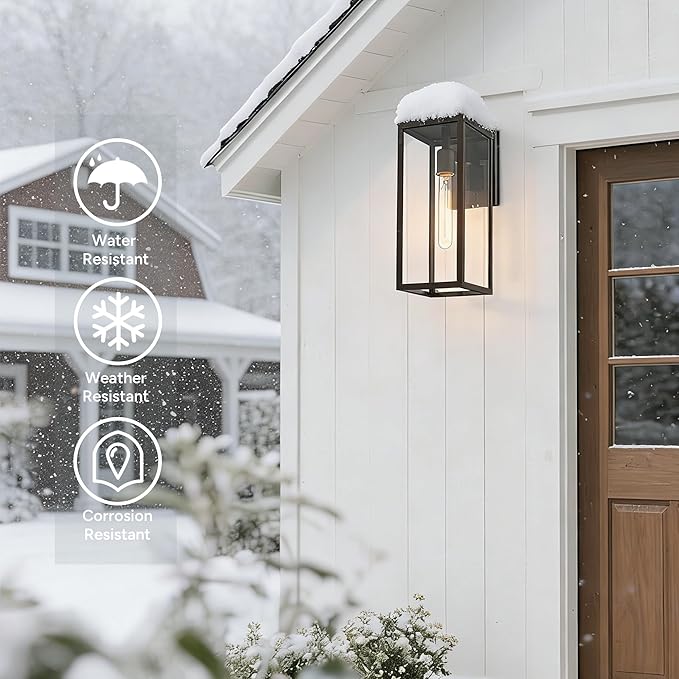 Bestshared Outdoor Wall Sconce Lights,Exterior Wall Lighting Fixtures with Clear Glass, Anti-Rust Outside Lantern | Lumora
