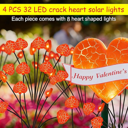 KerKoor Solar Garden Lights Mothers Day Decorations Lights Outdoor Waterproof 4 Pack 32 LED Pink Heart 8 Modes Gifts for Mom Mother Women Party Yard Path Wedding Valentines Mother‘s Day Decor (Pink)