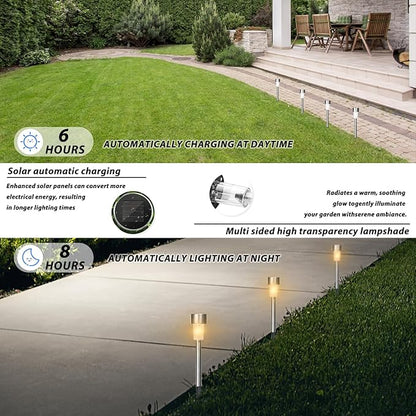 Solar Lights Outdoor Waterproof, 12 Pack Bright Stainless Steel Pathway Lights, Solar Pathway Light with Auto On/Off, Warm White Light for Garden,Yard,Walkway and Landscape