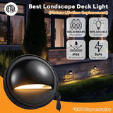 Gardenreet Low Voltage Deck Lights - Outdoor Solid Brass Step Lights, Landscape 12V LED Hardwired Waterproof, Round | Lumora